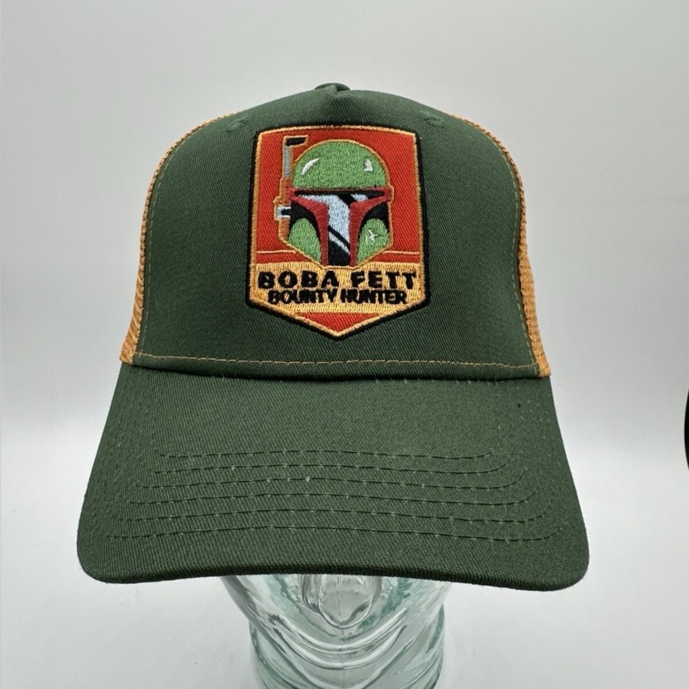 Madalorian Boba Fett Green And Gold Trucker Hat Adjustable Gym Cap Flex
